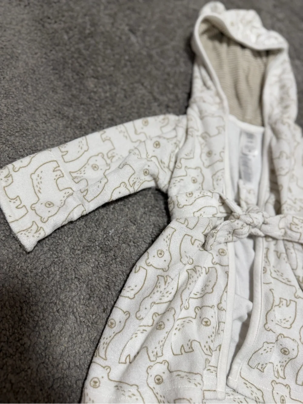 Carter's Just Be You Terrycloth Bear Print Robe Hooded Ears 0-9 Months
